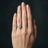 White gold Oval Halo Diamond Ring with Scrollwork Band and Four-Prong Setting_6