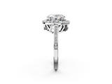 White gold Oval Halo Diamond Ring with Split Shank and Four-Prong Setting_71