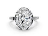 White gold Oval Halo Diamond Ring with Split Shank and Four-Prong Setting_73