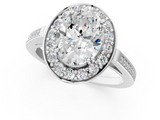 White gold Oval Halo Diamond Ring with Split Shank and Four-Prong Setting_74