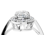 White gold Oval Halo Diamond Ring with Split Shank and Four-Prong Setting_77
