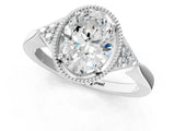 White gold Oval Halo Diamond Ring with Tapered Band and Four-Prong Setting_80