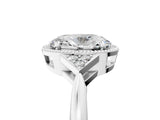 Silver 1.51 Carat D VVS2 Oval Diamond Halo Ring with Tapered Band and Four-Prong Setting