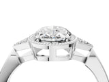 White gold Oval Halo Diamond Ring with Tapered Band and Four-Prong Setting_83