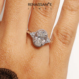 Silver 1.51 Carat D VVS2 Oval Diamond Halo Ring with Tapered Band and Four-Prong Setting