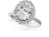 White gold Oval Halo Diamond Solitaire with Pavé Band and Four-Prong Setting_109