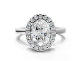 White gold Oval Halo Diamond Solitaire with Pavé Band and Four-Prong Setting_111