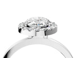 White gold Oval Halo Diamond Solitaire with Pavé Band and Four-Prong Setting_112