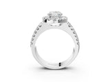 White gold Oval Halo Diamond Split Shank Engagement Ring with Prong Setting_24