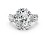 White gold Oval Halo Diamond Split Shank Engagement Ring with Prong Setting_33