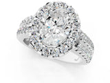 White gold Oval Halo Diamond Split Shank Engagement Ring with Prong Setting_34