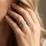 White gold Oval Halo Diamond Split Shank Ring with Four-Prong Setting_29