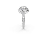 White gold Oval Halo Diamond Split Shank Ring with Milgrain Detail_51