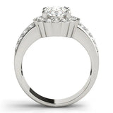White gold Oval Halo Diamond Split Shank Ring with Scalloped Prong Setting 1