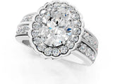 White gold Oval Halo Diamond Split Shank Ring with Scalloped Prong Setting_27