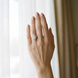 White gold Oval Halo Diamond Split Shank Ring with Scalloped Prong Setting_6