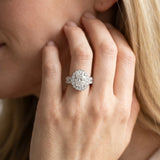 White gold Oval Halo Diamond Split Shank Ring with Scalloped Prong Setting_8