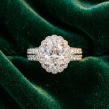 White gold Oval Halo Diamond Split Shank Ring with Scalloped Prong Setting_9