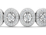 White gold Oval Halo Diamond Tennis Bracelet with Bezel Setting_1