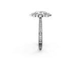 White gold Oval Halo Milgrain Pave Diamond Ring with Four-Prong Setting 2