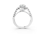 White gold Oval Halo Milgrain Solitaire with Bezel Set Side Stones and Pave Band_24