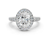 White gold Oval Halo Pavé Diamond Engagement Ring with Bezel Setting_37
