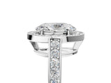 White gold Oval Halo Pavé Diamond Engagement Ring with Bezel Setting_41