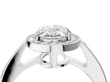 White gold Oval Halo Pavé Diamond Engagement Ring with Bezel Setting_41