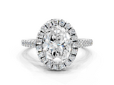White gold Oval Halo Pavé Diamond Engagement Ring with Four-Prong Setting_3