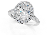 White gold Oval Halo Pavé Diamond Engagement Ring with Four-Prong Setting_4
