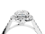 White gold Oval Halo Pavé Diamond Engagement Ring with Four-Prong Setting_7