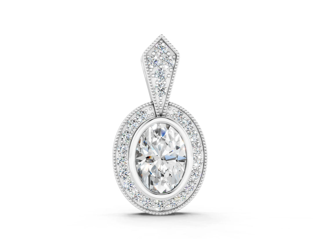 White gold Oval Halo Pavé Diamond Pendant_27