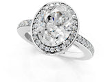 White gold Oval Halo Pave Band Solitaire Ring with Prong Setting_66
