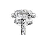 White gold Oval Halo Pave Band Solitaire Ring with Prong Setting_70