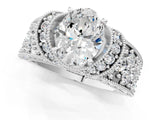 White gold Oval Halo Pave Diamond Engagement Ring with Milgrain Detailing_49