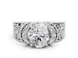 White gold Oval Halo Pave Diamond Engagement Ring with Milgrain Detailing_49