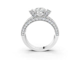 White gold Oval Halo Pave Diamond Engagement Ring with Milgrain Detailing_52