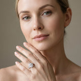 White gold Oval Halo Pave Diamond Ring with Four-Prong Setting_7