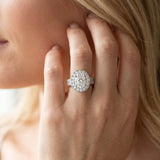 White gold Oval Halo Pave Diamond Ring with Four-Prong Setting_8