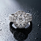 White gold Oval Halo Pave Diamond Ring with Four-Prong Setting_9