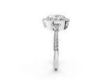 White gold Oval Halo Round Diamond Milgrain Pave Engagement Ring_17