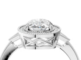 White gold Oval Halo Round Diamond Milgrain Pave Engagement Ring_21