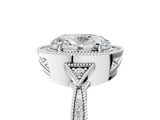 White gold Oval Halo Round Diamond Milgrain Pave Engagement Ring_26