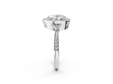 White gold Oval Halo Round Diamond Milgrain Pave Engagement Ring_33
