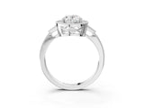 White gold Oval Halo Round Diamond Milgrain Pave Engagement Ring_36