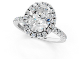White gold Oval Halo Round Diamond Pavé Band Four-Prong Ring_4