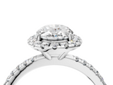 White gold Oval Halo Round Diamond Pavé Band Four-Prong Ring_7