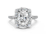 White gold Oval Halo Round Diamond Pave Band with Four-Prong Setting_38