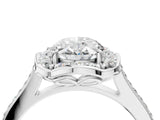 White gold Oval Halo Round Diamond Pave Band with Four-Prong Setting_42