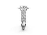 White gold Oval Halo Round Diamond Pave Band with Prong Setting 2